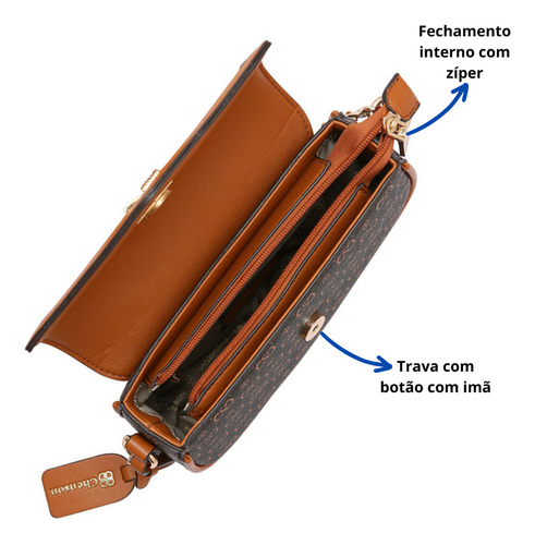 Bolsa De Lado Chenson Transversal Alça 2 Em 1 Cor Marrom