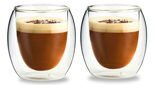 Kit 2 Xícara Parede Dupla Vidro Café Expresso Copo Caneca