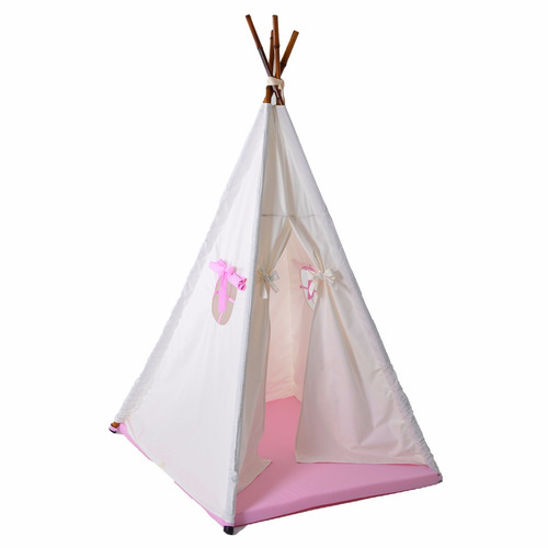 Carpa O Tienda Teepee Para Niños Beige/rosa Con Colchoneta