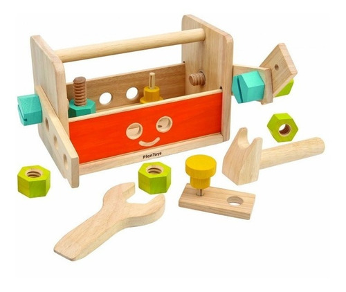 Imagen 1 de 5 de Caja Herramientas Madera Transformable Robot 18pzs Plan Toys