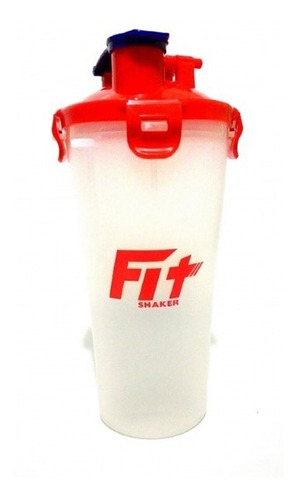 Garrafa Fit Shaker Dual Cup 350ml Transparente E Vermelho