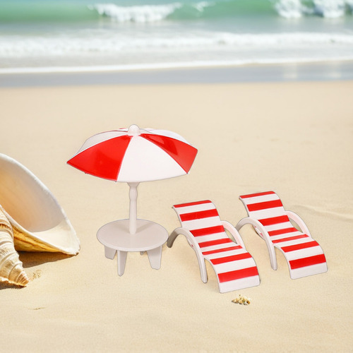 2 Juegos De Minisilla Y Sombrilla: Sillas De Playa En Miniat