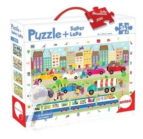 Puzzle + Súper Lupa 36 Pz- Transporte - Antex 3033