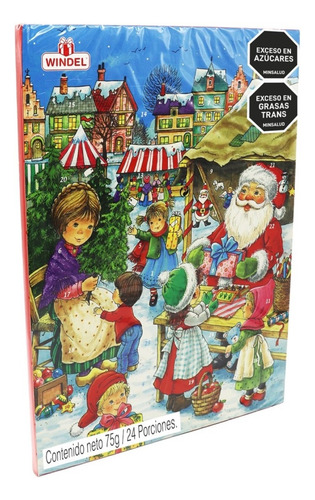 Calendario De Adviento Navideño Con Chocolates 75gr X16uds