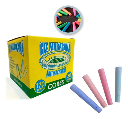 Kit 4 Caixas De Giz Para Lousa Antialérgico Escolar Colorido