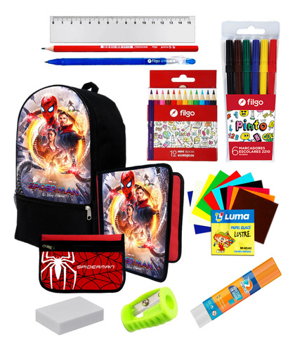 Super Set Mochila + Utiles De Spiderman No Way Home C565