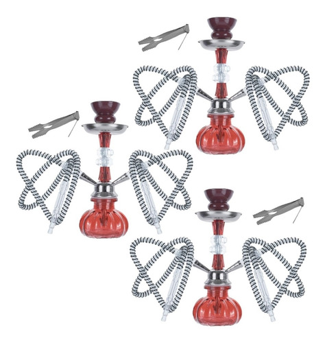 Kit 3 Narguilés 30cm 2 Saídas + Pegador Brinde Atacado