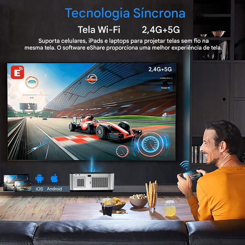 Projetor Horlat 26000 Lúmens 8k Android Foco Automatico