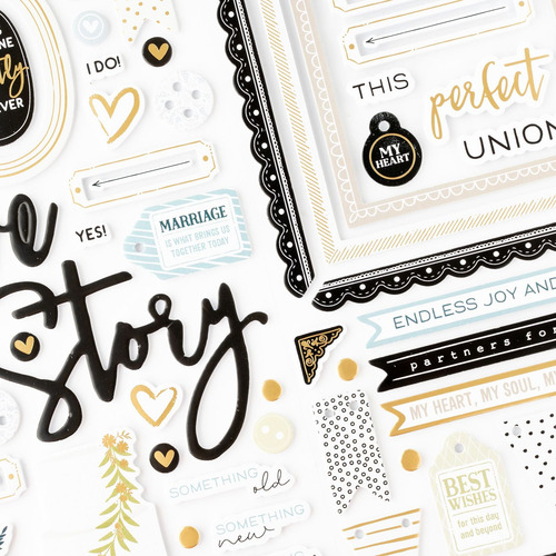 91 Estampas Gruesas Foil Oro Boda Perfect Match Scrapbook