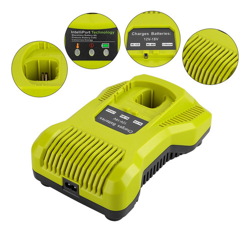 Dual Chemistry Intelliport Cargador Para Todos Ryobi 12v-18v