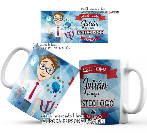 Mug Mejor Psicologo Nombre Personalizado Taza Pocillo 001