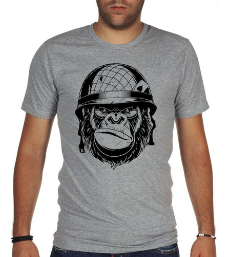 Remera De Hombre Gorila Con Casco Vector