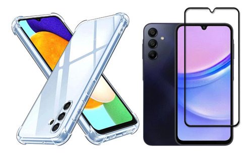 Capinha Capa Case + Película De Cerâmica 9d Para Samsung A15 Cor Transparente Anti Impacto