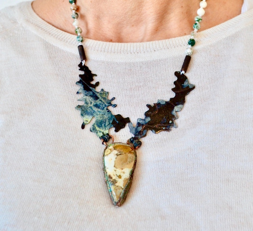 Imagen 3 de 4 de Collar Piedra Natural Jaspe Leopardo, Agata, Joyeria, Cod1