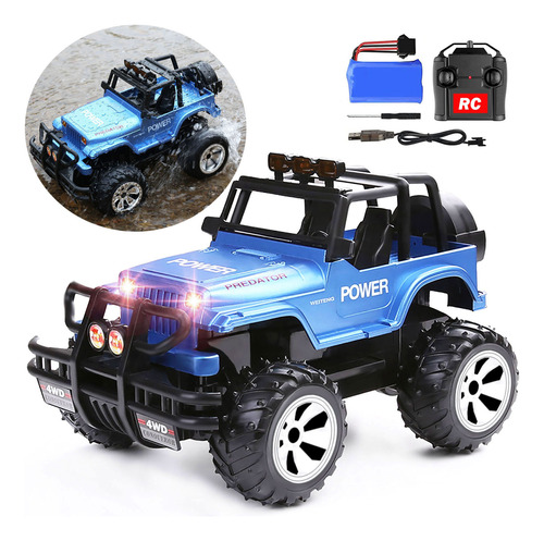 Coche Teledirigido Azul De Alta Velocidad Rc Jeep Monster Tr