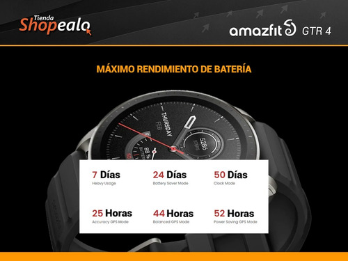 Imagen 7 de 10 de Smartwatch Reloj Inteligente Amazfit Gtr 4 Negro Spo2 Cuota*