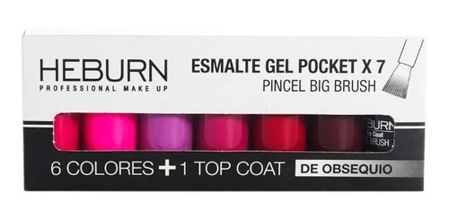 Heburn Set X7 Esmalte Gel Pocket 03 Color Uñas Manicuría