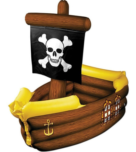 Enfriador Inflable Diseño Barco Pirata Cap. De 72 Latas De