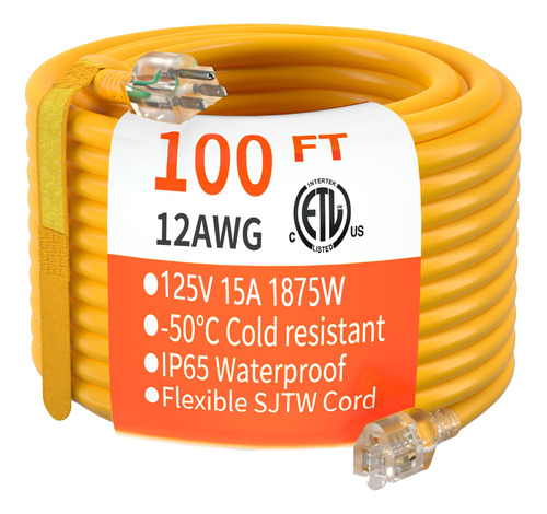 Cable De Extension Para Exteriores Calibre 12/3 De 100 Pies,