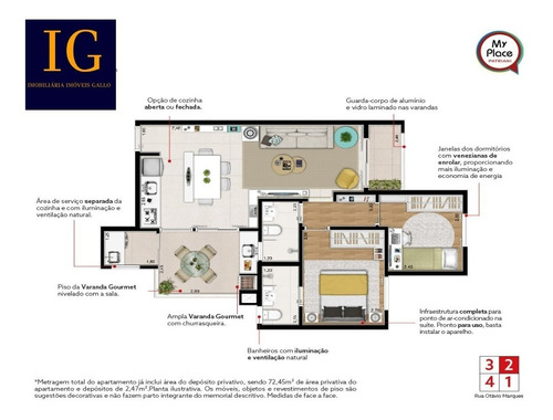 Apartamento 2 Dormitórios 1 Suite E 2 Vagas Determinadas E Varanda Gourmet - Myplace - 69183750