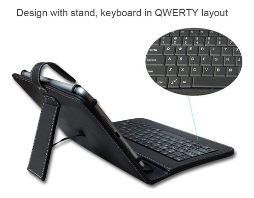 P0b Funda Universal Con Teclado Para Tableta De 7/8 Pulgadas