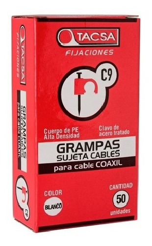 Grampas N°9 Tacsa Para Cable Coaxil Caja X 50 Uds Blanco