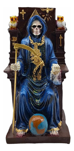 Santa Muerte Azul - Proteccion Espiritual 22 Cm Curada 