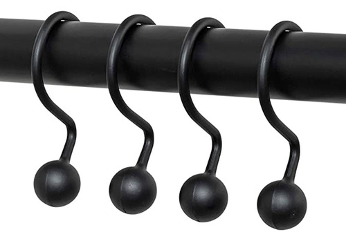 Ganchos Para Cortinas De Baño Diseños Unicos Inalterable Color Negro