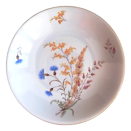 Plato Hondo Porcelana Bavaria Alemana Ramillete (Usado)