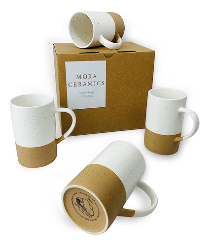 Mora Ceramics 12oz Taza De Café Set De 4 - Tazas De Té De Ce