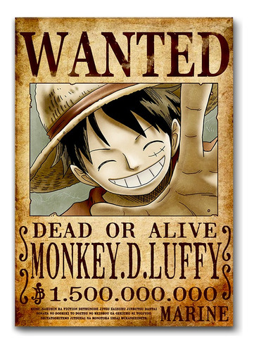 Lamina Poster Afiche A3 Monkey D Luffy One Piece Wanted 