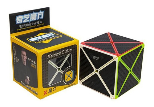 Cubo Rubik Qiyi Dino Fibra Carbono + Base Cubo