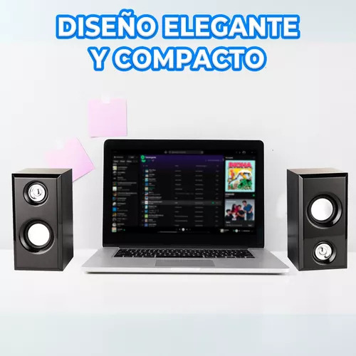 Bocinas Para Pc Computadora Laptop USB Aux 3.5mm Color Negro Ele-Gate