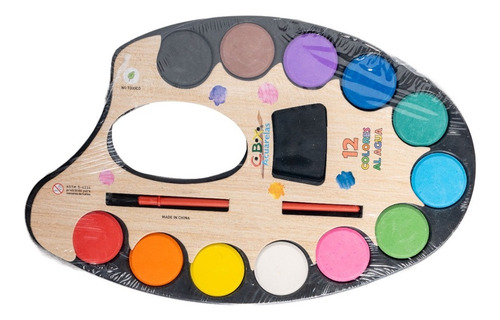 Imagen 5 de 6 de Acuarelas En Paleta + Pincel Marca Cbx Con 12 Colores