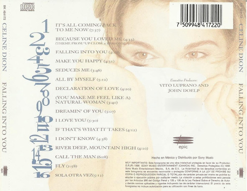 Imagen 2 de 9 de Cd Celine Dion - Falling Into You 1995 Epic - Canadá