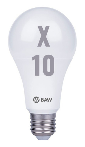 Lampara Led Baw 12w A60 Luz Calida 3000°k X 10 Unidades