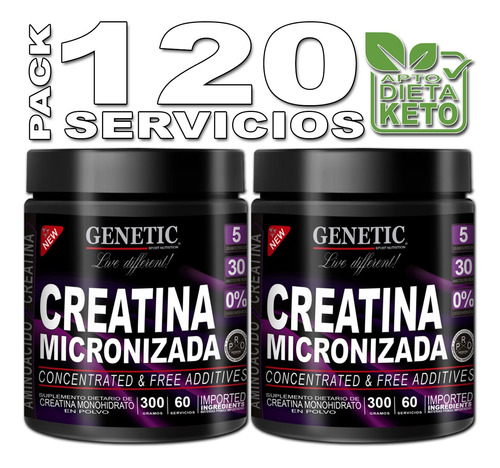 Creatina Micronizada 600g Genetic Crecimiento Muscular Magro