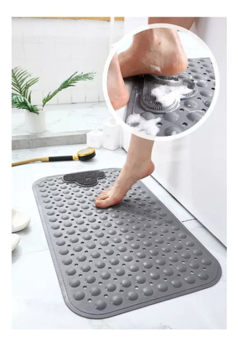 Tapete De Baño Antiderrapente Para Regadera Con Ventosas Gris