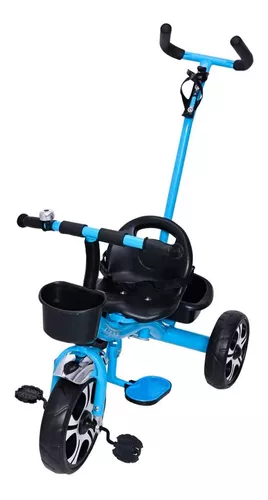 Triciclo Infantil Com Empurrador Motoca Passeio Bebê Azul