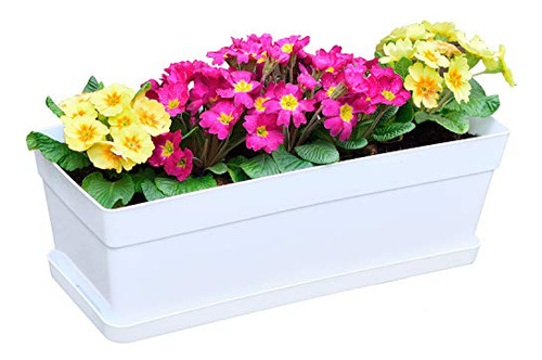 3 Pack 15 Inch Plastic Window Box Planter, Heavy Duty, ...