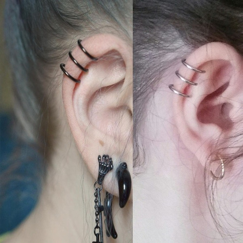 X12 Piercing Falsos Triple Helix Aros Orejas X Mayor Mujer
