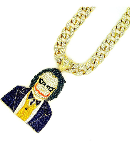 Pyramid Jeweler Mens Hip Hop Iced Out Joker Pendant Box, Cz