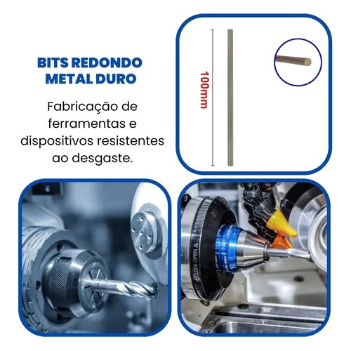 Bits Redondo 8,0 Mm Metal Duro K10 Vídia Para Buril 100mm