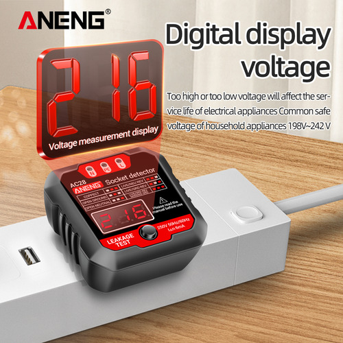 Aneng Probador Toma Corriente C/lcd 250v.medidor Voltaje ,