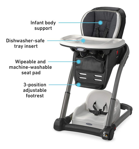 Graco Blossom - Silla Alta Convertible 6 En 1, Redmond, Trona Portátil Para Bebés Y Niños Pequeños, Elevador Y Taburete, Ideal Para Viajes