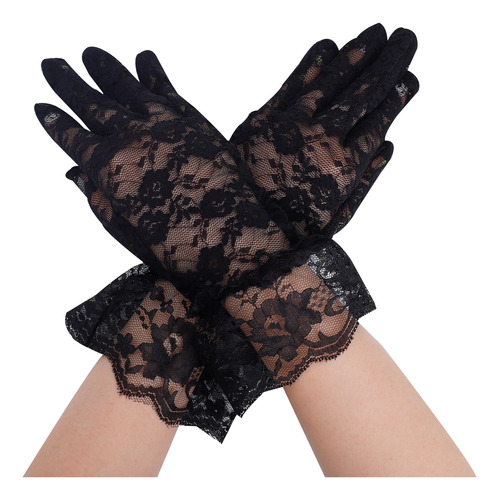 Guantes Mujer Dama Encaje Mitones Cortos Disfraz X6 Pares