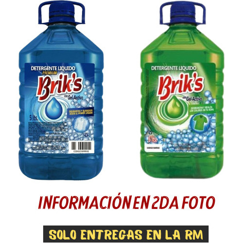 Pack De 2 Detergentes Liquido 5 Litros Briks En Colores