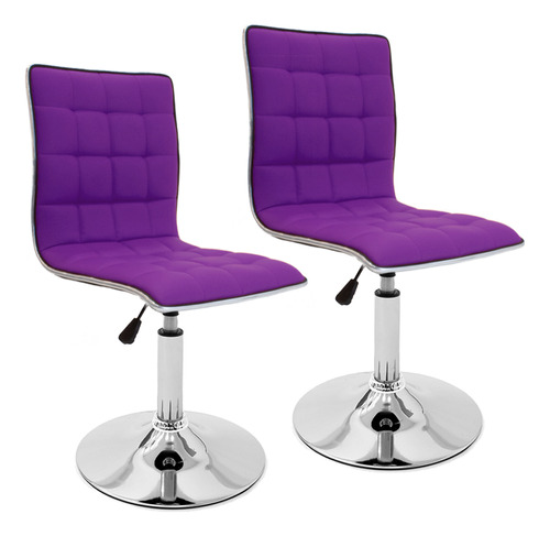 Silla Escritorio Pc Oficina X2 Base Fija Newmo Color Violeta