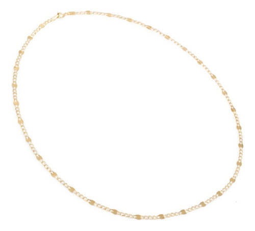 Cadena Figaro 3x1 Fina Bitono 2.5mm 50cm Oro Italiano 10k Color Dorado