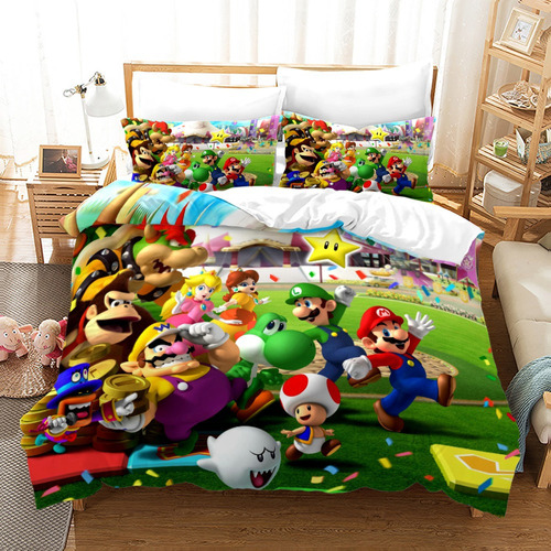 New Juego De Cama Manga Con Funda De Edredón Super Mario